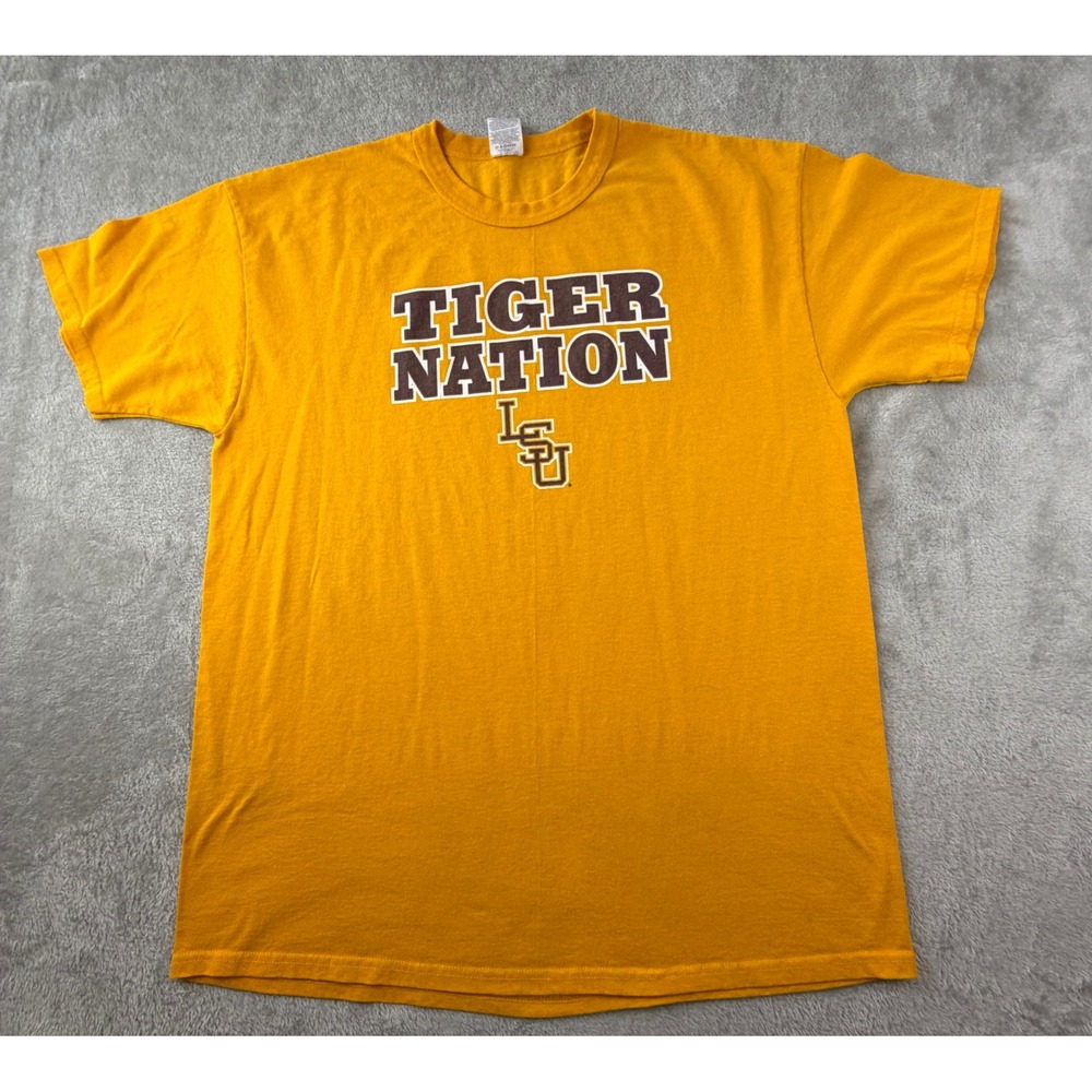 Russell Athletic T-Shirt Mens XL Gold LSU Tiger Nation Mission Eauxmaha Nublend